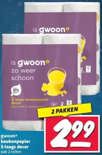 Nettorama Gwoon keukenpapier 3-laags decor aanbieding