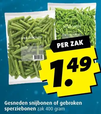 Gesneden snijbonen of gebroken sperziebonen
