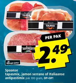Boni Spaanse tapasmix, jamon serrano of Italiaanse antipastimix aanbieding
