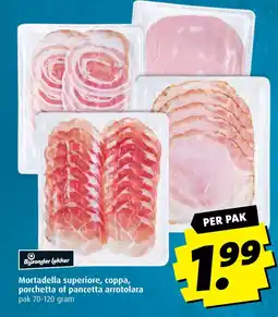 Boni Mortadella superiore, coppa, porchetta of pancetta arrotolara aanbieding