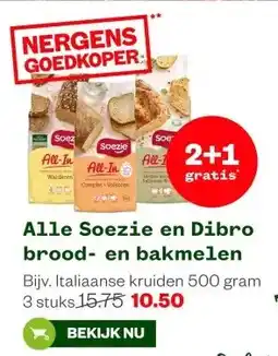 Welkoop Alle Soezie en Dibro brood- en bakmelen aanbieding