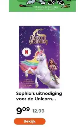 The Read Shop Sophia's uitnodiging voor de Unicorn Academy aanbieding