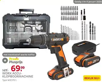 Praxis Worx Klopboormachine WX370.1 - 20V - (2x aanbieding