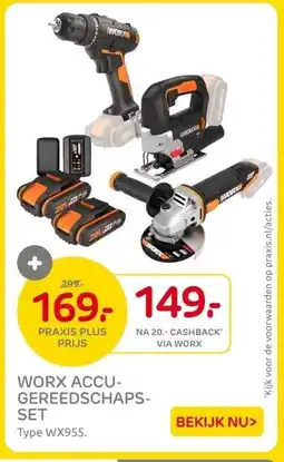 Praxis WORX ACCU- GEREEDSCHAPS- SET aanbieding