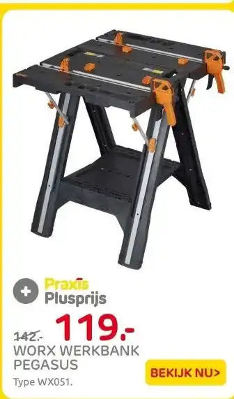 Praxis Worx werkbank WX051 Pegasus kunststof aanbieding