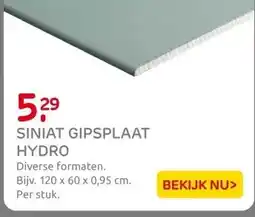Praxis Siniat Gipsplaat Hydro H2 - RK - 9,5mm - aanbieding
