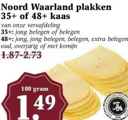 MCD Supermarkt Noord Waarland plakken 35+ of 48+ kaas aanbieding