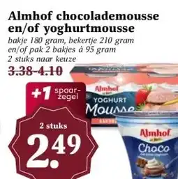 MCD Supermarkt Almhof chocolademousse en/of yoghurtmousse aanbieding