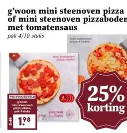 MCD Supermarkt g'woon mini steenoven pizza of mini steenoven pizzabodems met tomatensaus aanbieding