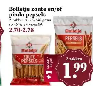 MCD Supermarkt Bolletje zoute en/of pinda pepsels aanbieding