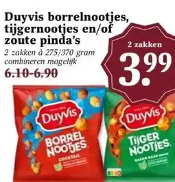 MCD Supermarkt Duyvis borrelnootjes, tijgernootjes en/of zoute pinda's aanbieding