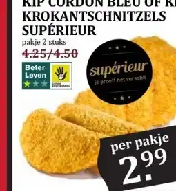 MCD Supermarkt KIP CORDON BLEU OF KIP KROKANTSCHNITZELS SUPÉRIEUR aanbieding