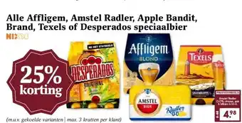 MCD Supermarkt Alle Affligem, Amstel Radler, Apple Bandit, Brand, Texels of Desperados speciaalbier aanbieding