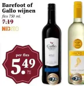 MCD Supermarkt Barefoot of Gallo wijnen aanbieding