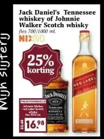 MCD Supermarkt Jack Daniel's Tennessee whiskey of Johnnie Walker Scotch whisky aanbieding