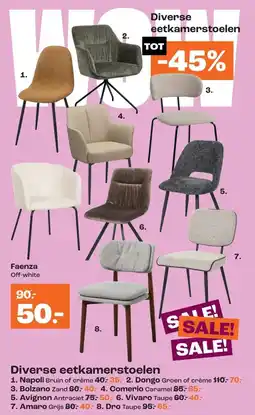 Kwantum Diverse eetkamerstoelen aanbieding