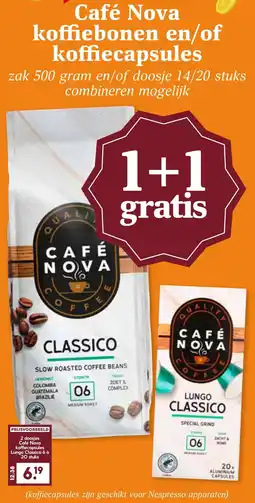 CoopCompact Café Nova koffiebonen en/of koffiecapsules aanbieding