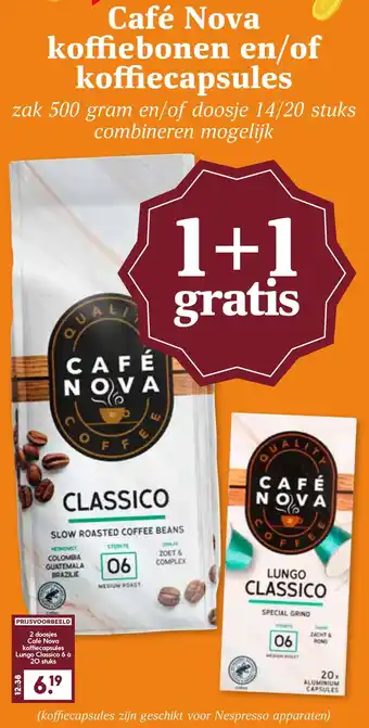 CoopCompact Café Nova koffiebonen en/of koffiecapsules aanbieding