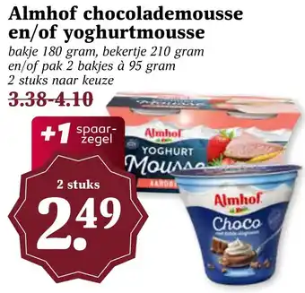 CoopCompact Almhof chocolademousse en/of yoghurtmousse aanbieding