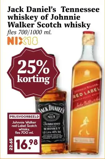 CoopCompact Jack Daniel's Tennessee whiskey of Johnnie Walker Scotch whisky aanbieding
