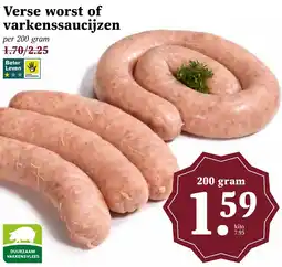 Coop Verse worst of varkenssaucijzen aanbieding