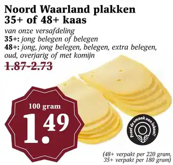 Coop Noord Waarland plakken 35+ of 48+ kaas aanbieding