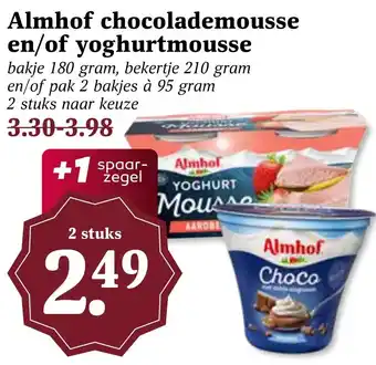 Coop Almhof chocolademousse en/of yoghurtmousse aanbieding