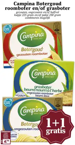 Coop Campina Botergoud roomboter en/of grasboter aanbieding