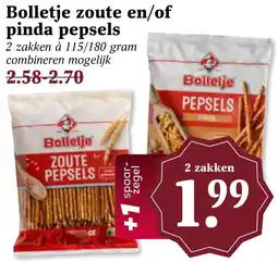 Coop Bolletje zoute en/of pinda pepsels aanbieding