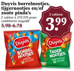 Coop Duyvis borrelnootjes, tijgernootjes en/of zoute pinda's aanbieding