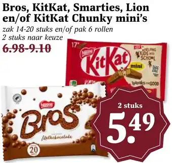 Coop Bros, KitKat, Smarties, Lion en/of KitKat Chunky mini's aanbieding