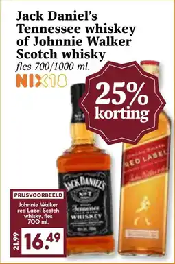 Coop Jack Daniel's Tennessee whiskey Walker of Johnnie Scotch whisky aanbieding