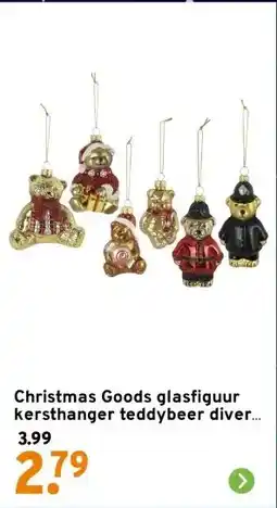 GAMMA Christmas Goods glasfiguur kersthanger teddybeer divers per stuk aanbieding