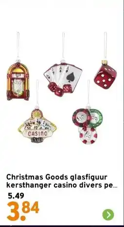 GAMMA Christmas Goods glasfiguur kersthanger casino divers per stuk aanbieding
