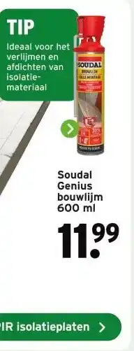 GAMMA Soudal Genius bouwlijm aanbieding