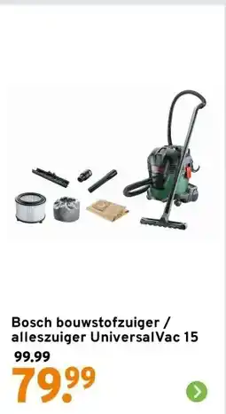 GAMMA Bosch bouwstofzuiger / alleszuiger UniversalVac 15 aanbieding