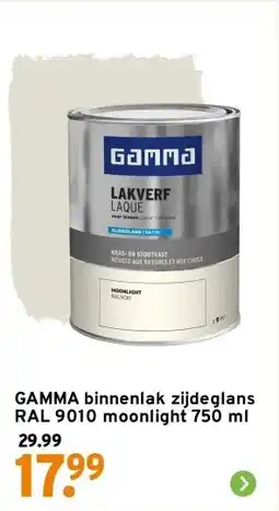 GAMMA GAMMA binnenlak zijdeglans RAL 9010 moonlight 750 ml aanbieding