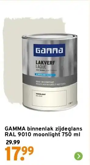 GAMMA GAMMA binnenlak zijdeglans RAL 9010 moonlight 750 ml aanbieding
