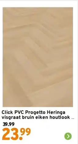 GAMMA Click PVC Progetto Heringa visgraat bruin eiken houtlook aanbieding