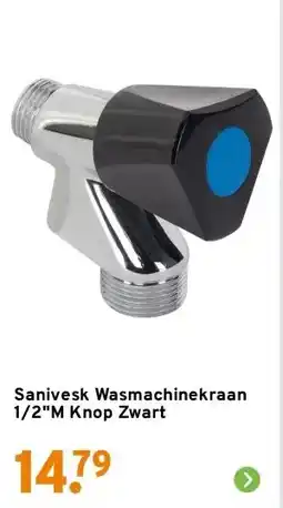 GAMMA Sanivesk Wasmachinekraan 1/2M Knop Zwart aanbieding