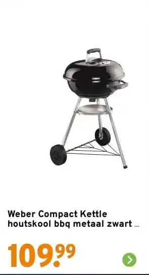 GAMMA Weber Compact Kettle houtskool bbq metaal zwart ø 47 cm aanbieding