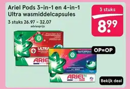 Etos Ariel Pods 3-in-1 en 4-in-1 Ultra wasmiddelcapsules aanbieding
