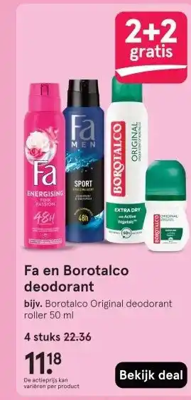 Etos Fa en Borotalco deodorant aanbieding