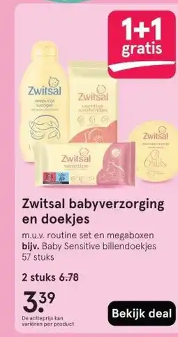Etos Zwitsal babyverzorging en doekjes aanbieding