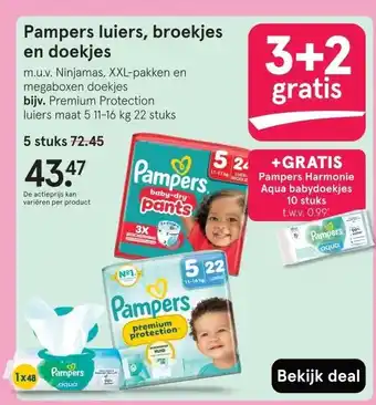 Etos Pampers luiers, broekjes en doekjes aanbieding
