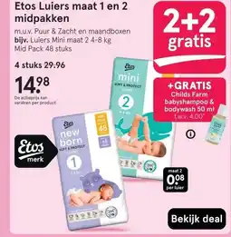 Etos Etos Luiers maat 1 en 2 midpakken aanbieding
