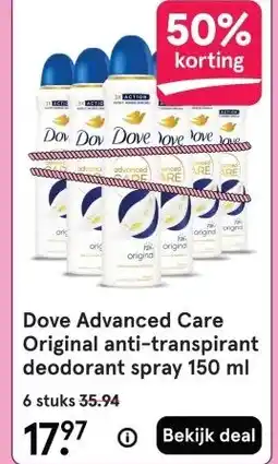 Etos Dove Advanced Care Original anti-transpirant deodorant aanbieding