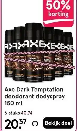Etos Axe Dark Temptation deodorant aanbieding