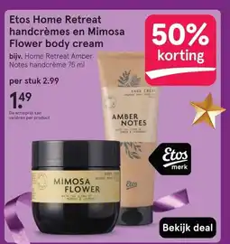 Etos Etos Home Retreat handcrèmes en Mimosa Flower body cream aanbieding