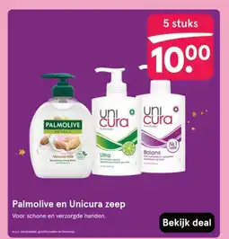 Etos Palmolive en Unicura zeep aanbieding